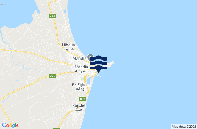 Mapa de mareas Zouila, Tunisia