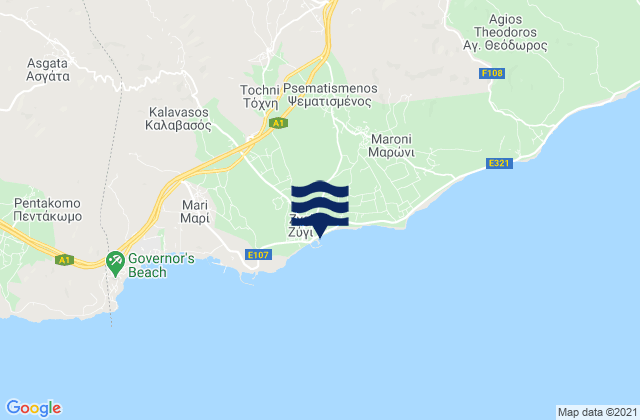 Mapa de mareas Zýgi, Cyprus