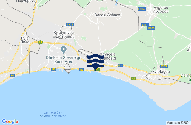 Mapa de mareas Áchna, Cyprus