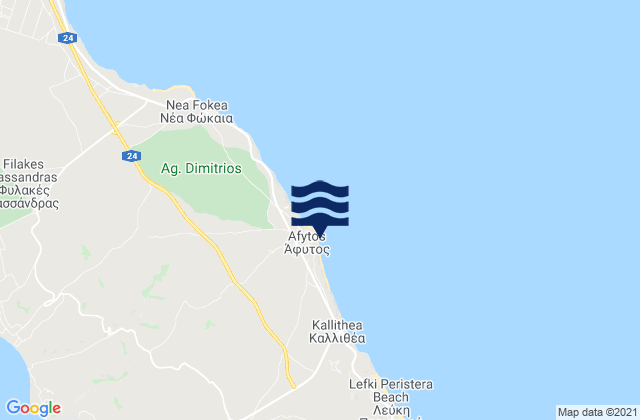 Mapa de mareas Áfytos, Greece
