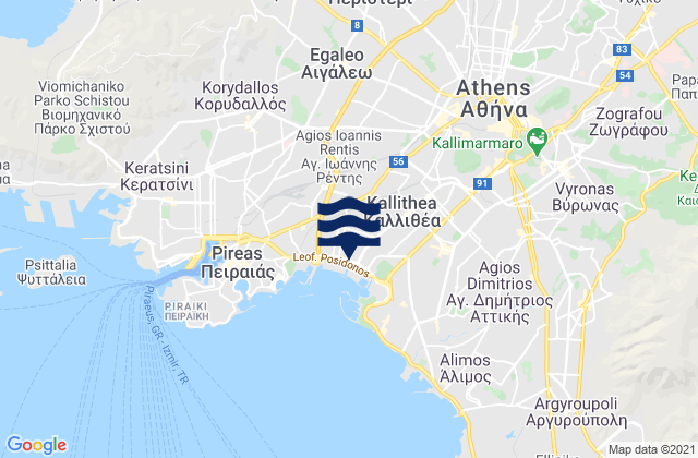 Mapa de mareas Ágioi Anárgyroi, Greece