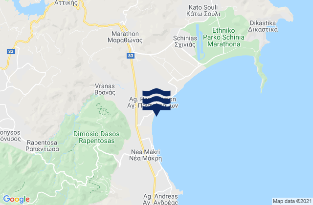 Mapa de mareas Ágios Stéfanos, Greece