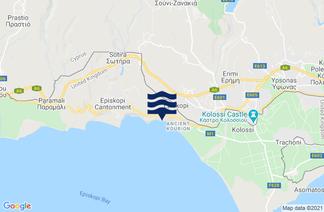 Mapa de mareas Ágios Therápon, Cyprus