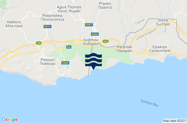 Mapa de mareas Ágios Tomás, Cyprus