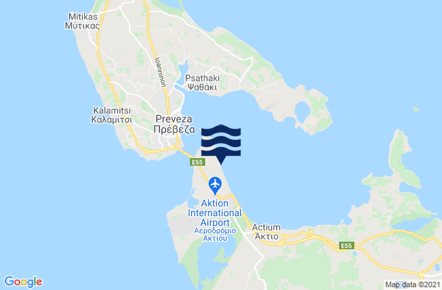 Mapa de mareas Áktion, Greece