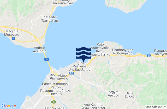 Mapa de mareas Áno Kastrítsi, Greece