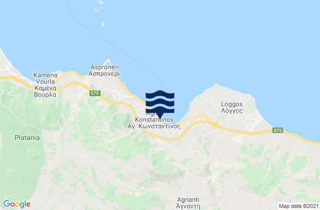 Mapa de mareas Áyios Konstandínos, Greece