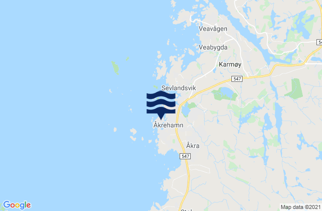 Mapa de mareas Åkrehamn, Norway