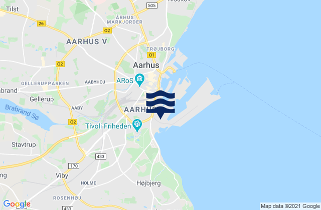 Mapa de mareas Århus Kommune, Denmark