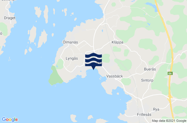 Mapa de mareas Åsa, Sweden