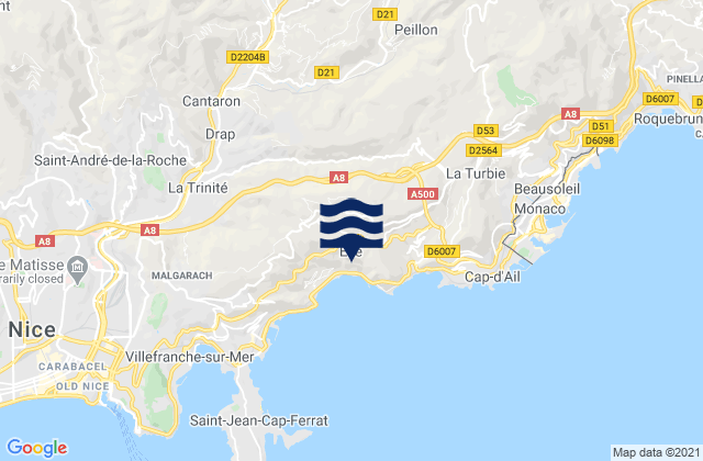 Mapa de mareas Èze, France