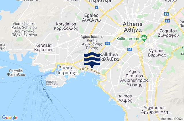 Mapa de mareas Ílion, Greece