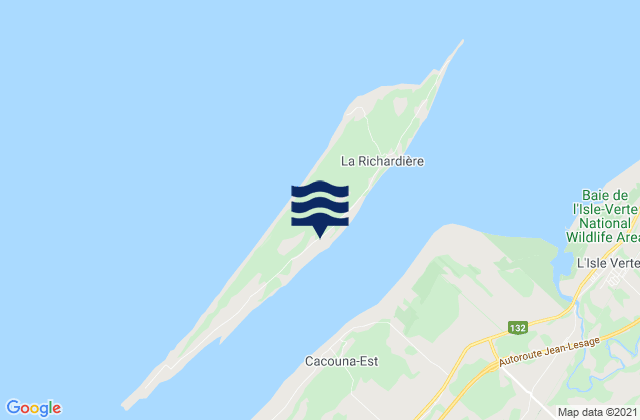 Mapa de mareas Île Verte, Canada
