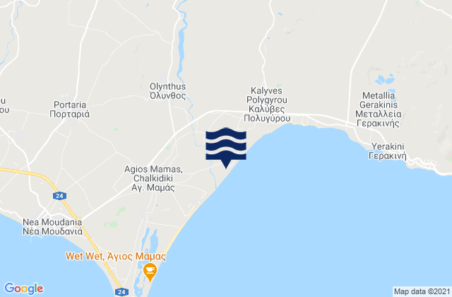 Mapa de mareas Ólynthos, Greece