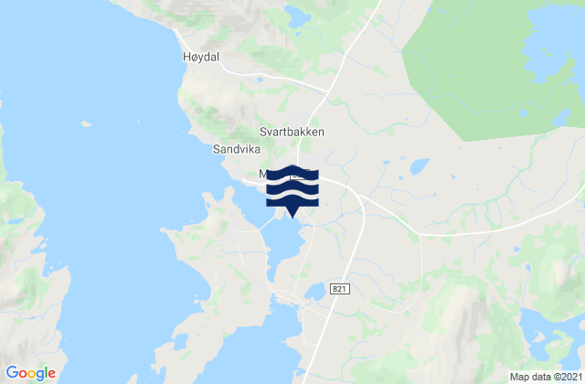 Mapa de mareas Øksnes, Norway