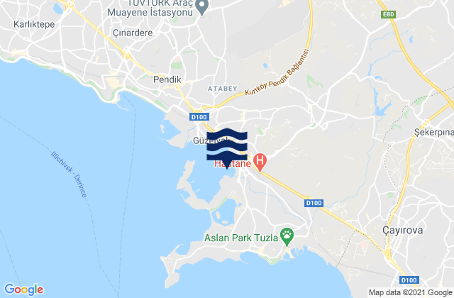 Mapa de mareas İçmeler, Turkey