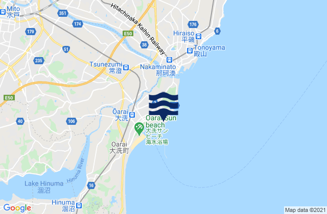 Mapa de mareas Ōarai, Japan
