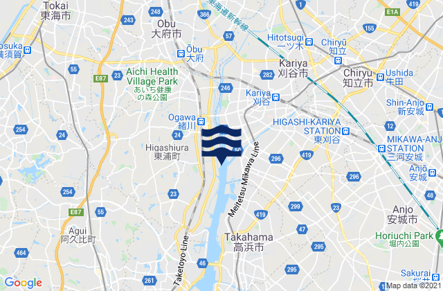 Mapa de mareas Ōbu-shi, Japan