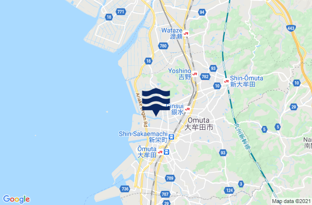 Mapa de mareas Ōmuta Shi, Japan