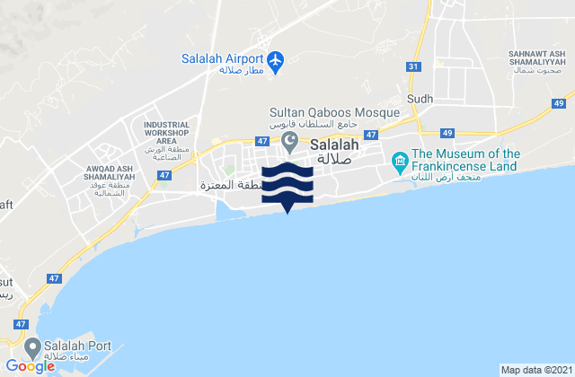 Mapa de mareas Şalālah, Oman