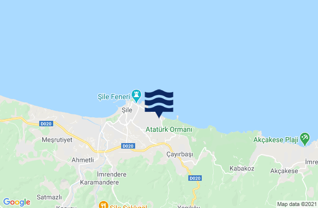 Mapa de mareas Şile, Turkey