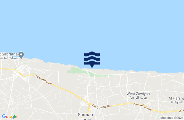 Mapa de mareas Şurmān, Libya