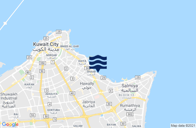 Mapa de mareas Ḩawallī, Kuwait