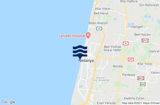 Mapa de mareas Ẕur Moshe, Israel