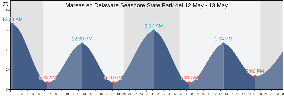 Mareas para hoy en Delaware Seashore State Park, Sussex County, Delaware, United States