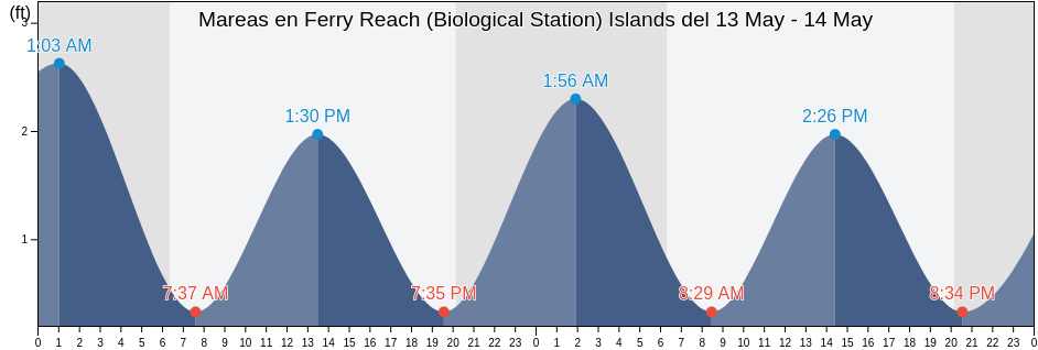 Mareas para hoy en Ferry Reach (Biological Station) Islands, Dare County, North Carolina, United States