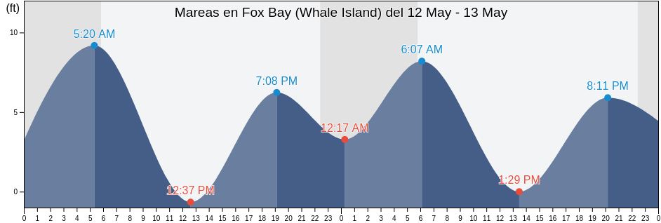 Mareas para hoy en Fox Bay (Whale Island), Kodiak Island Borough, Alaska, United States