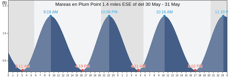 Mareas para hoy en Plum Point 1.4 miles ESE of, Calvert County, Maryland, United States
