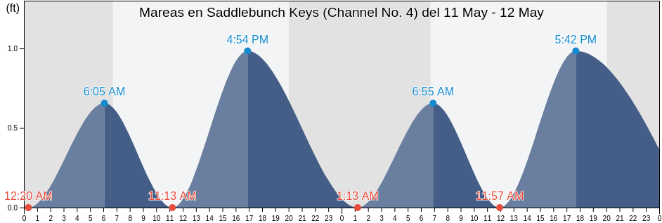 Mareas para hoy en Saddlebunch Keys (Channel No. 4), Monroe County, Florida, United States
